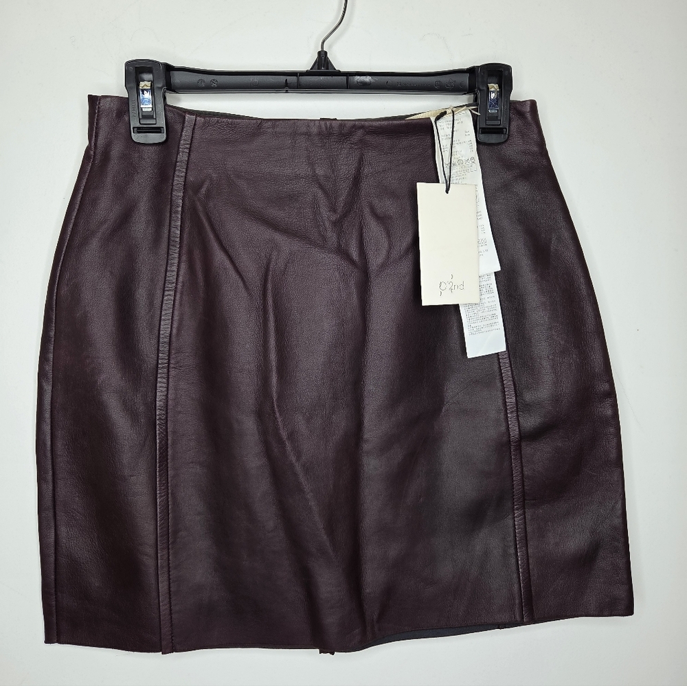 O'2nd Size 6 Rich Burgundy Sheep Skin Leather Mini Skirt